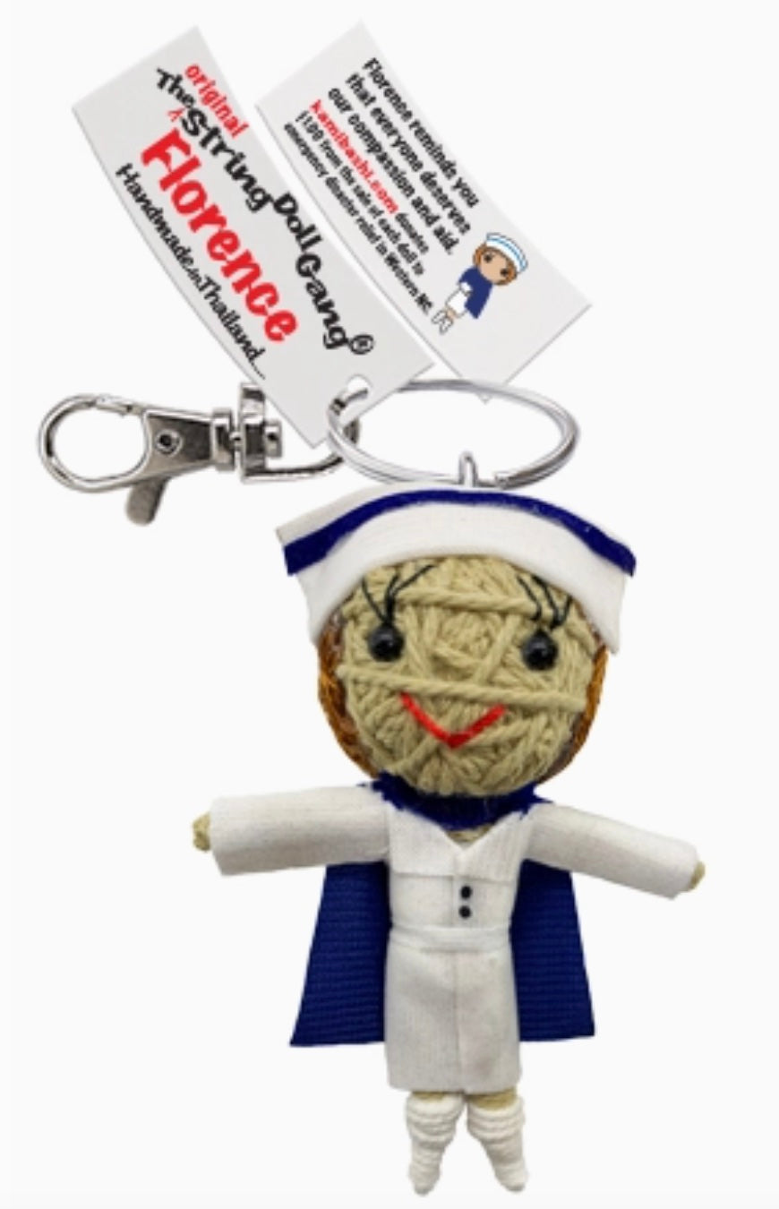 Keychain String Doll, "Florence the Nurse"