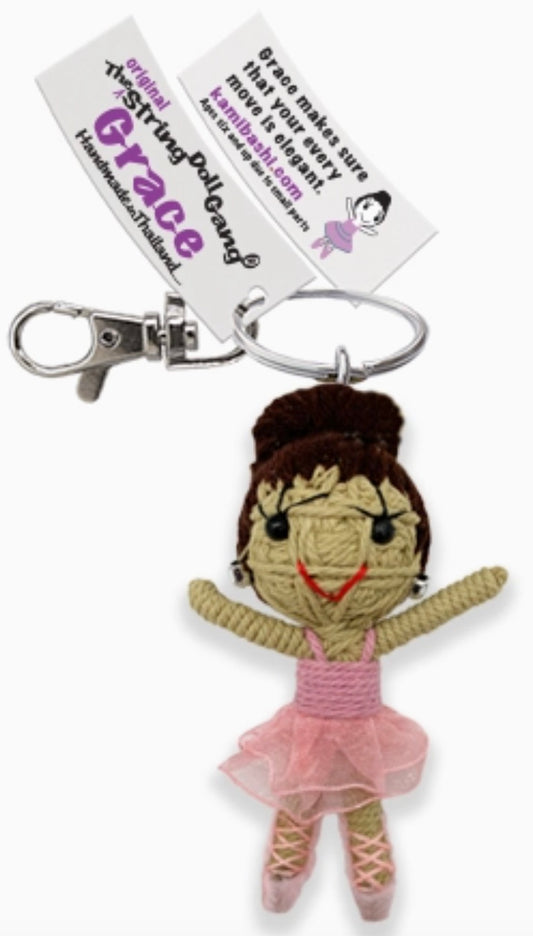 Keychain String Doll, "Grace the Dancer"