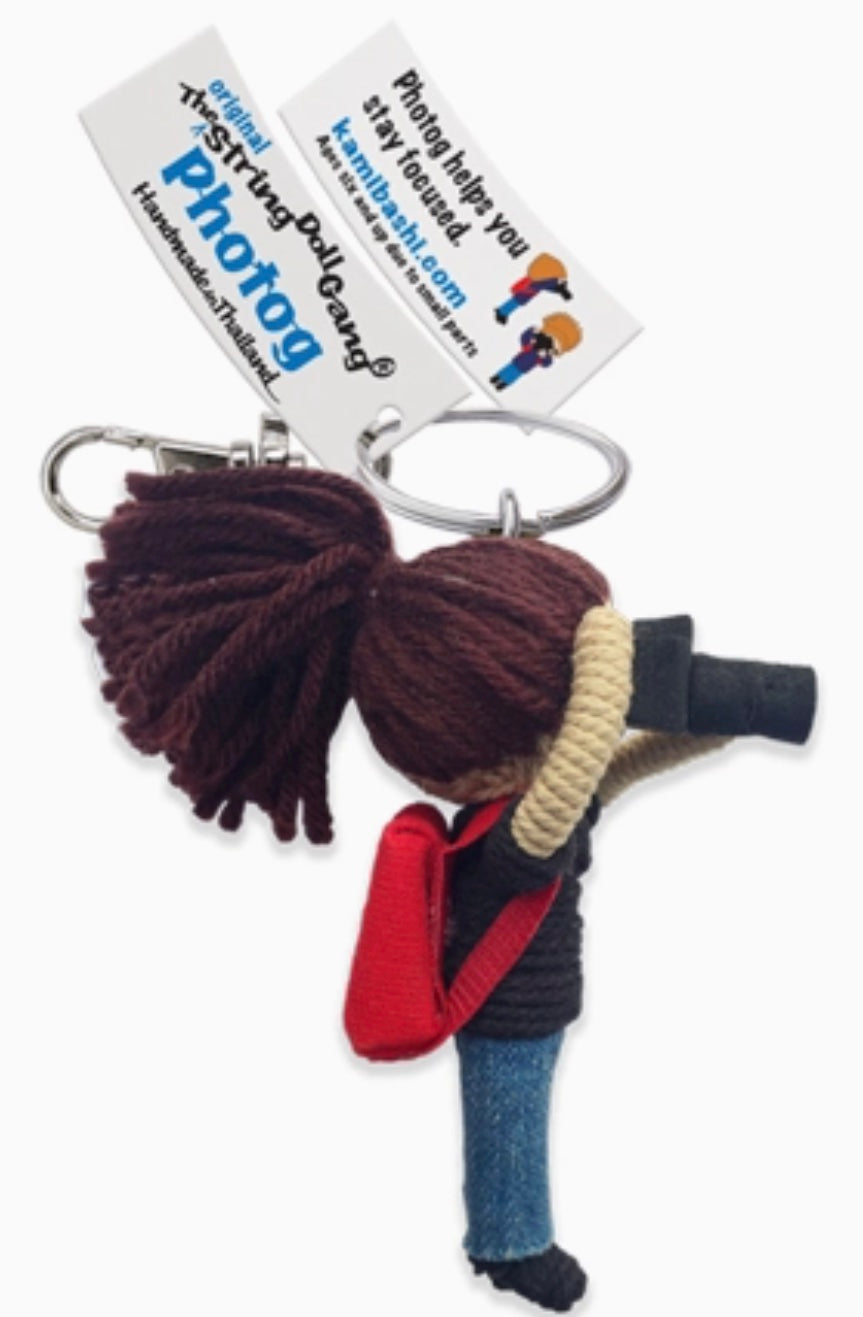 Keychain String Doll, "Photog the Photographer (Girl)"