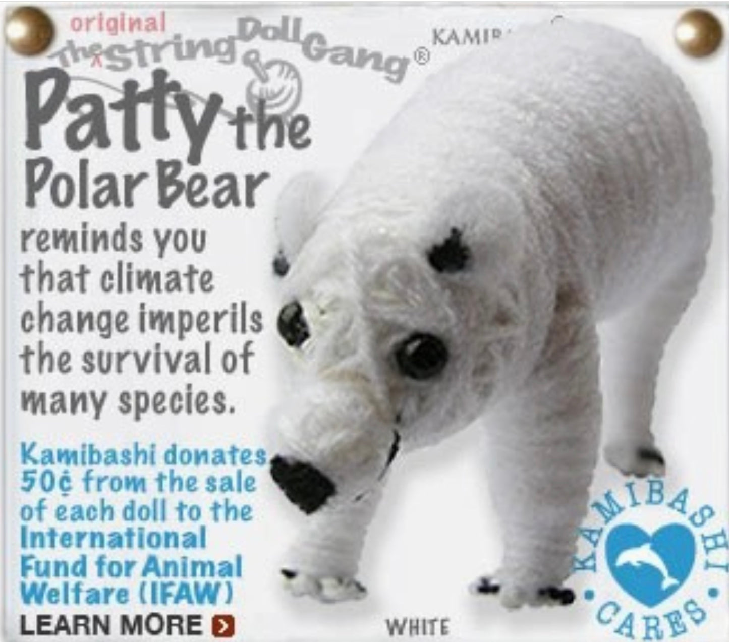 Keychain String Doll, "Patty the Polar Bear"