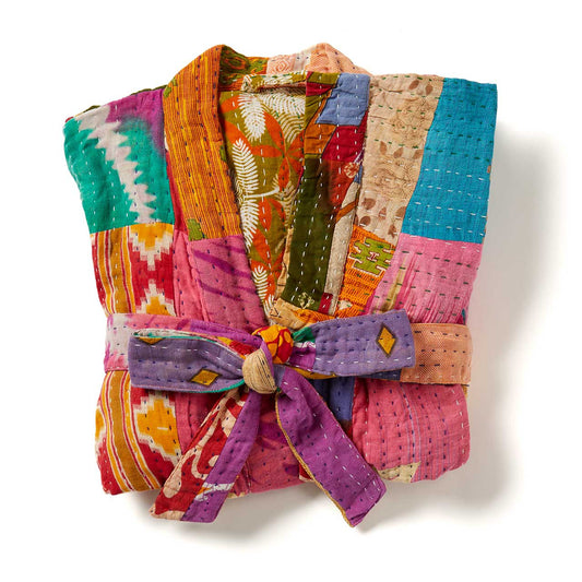 Upcycled Sari Patchwork Robe^