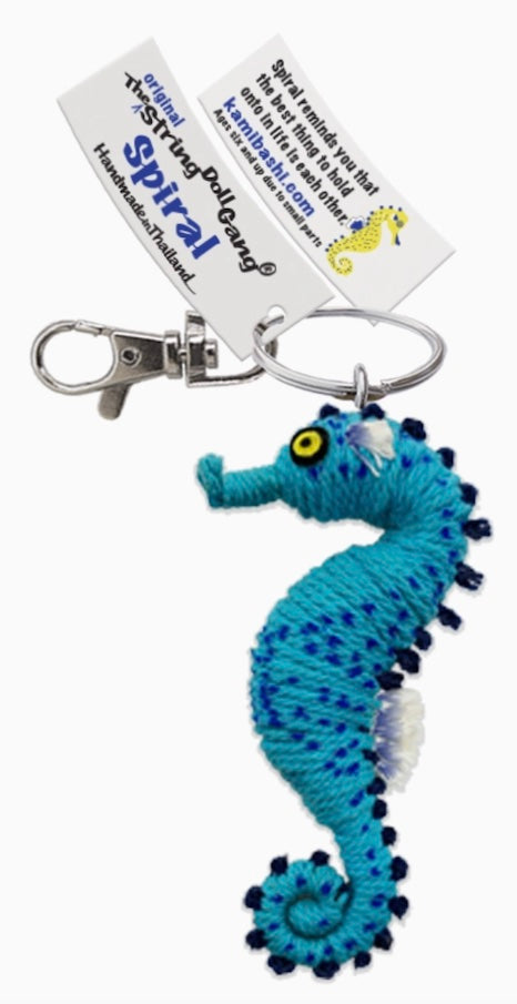 Keychain String Doll, "Spiral the Seahorse"