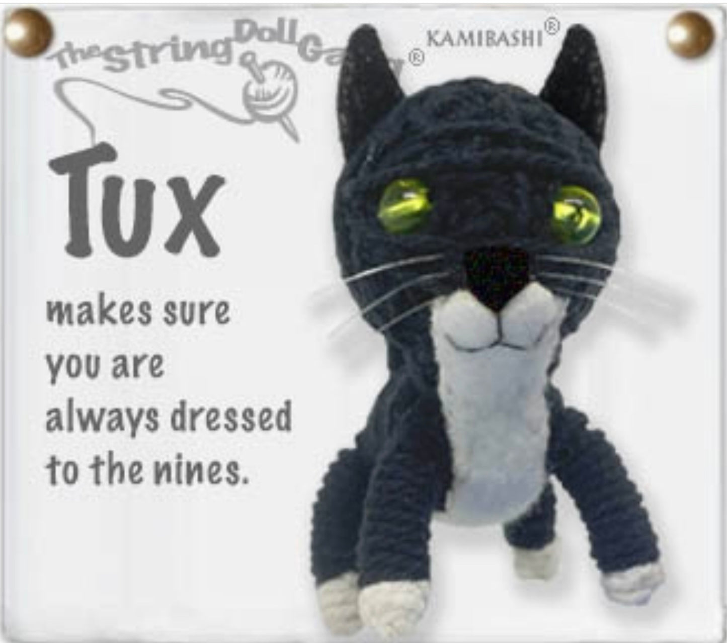 Keychain String Doll, "Tux the Tuxedo Cat"