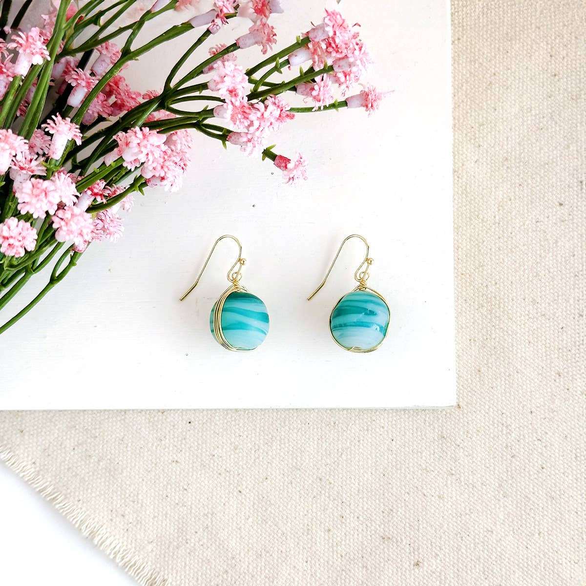 Marbled Glass Drop Earrings