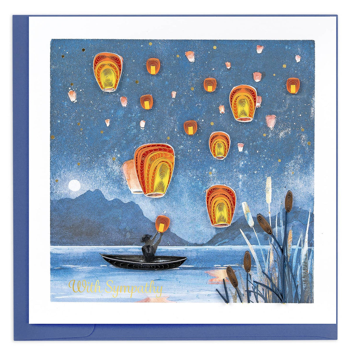 Quilled Greeting Card, "Sympathy Lanterns"