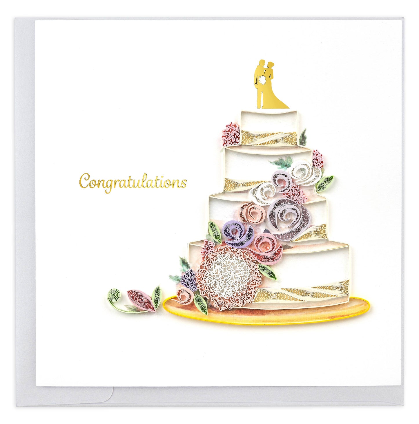Quilled Greeting Card, "Floral Wedding Cake"