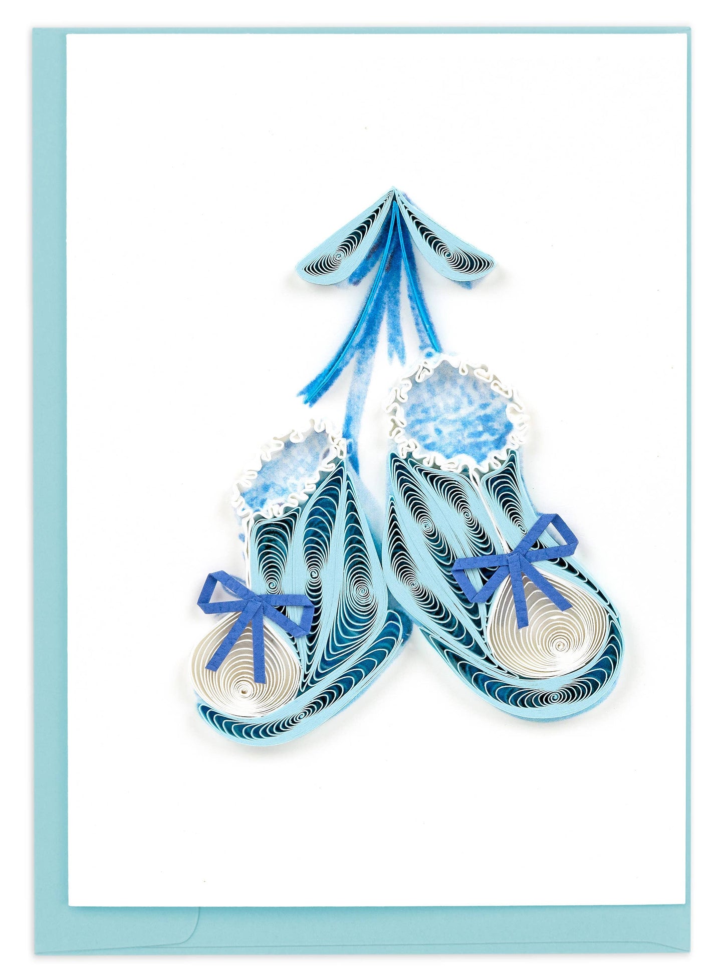 Quilled Gift Enclosure, "Knitted Baby Booties, Blue"