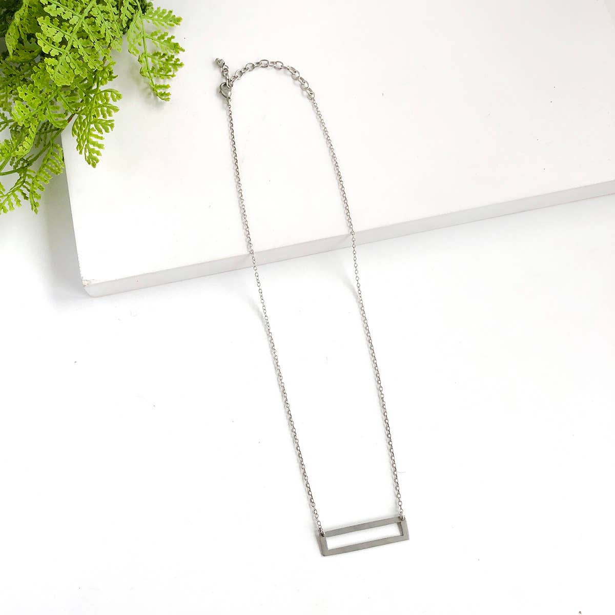 Cutout Rectangle Pendant Necklace