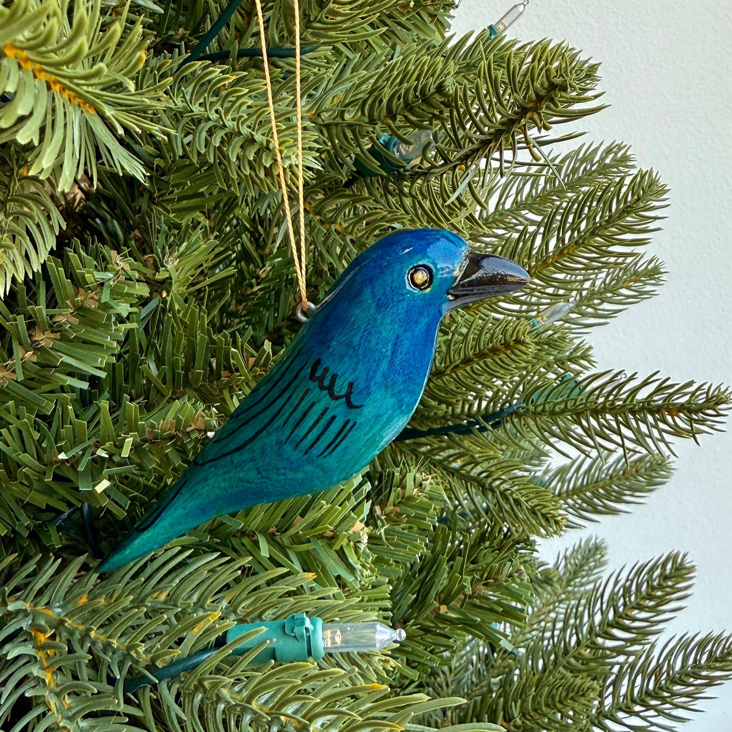 Indigo Bunting Wood Ornament