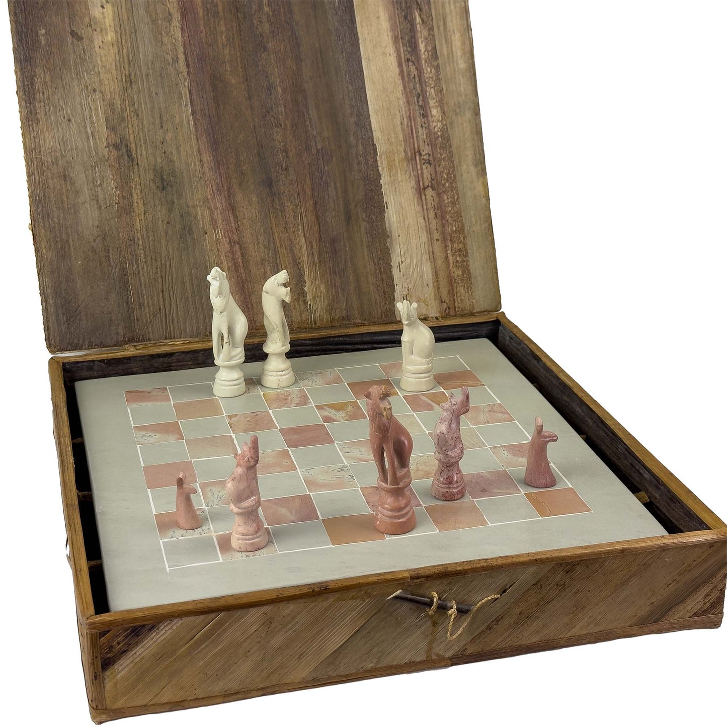 Safari Animal Hand Carved Soapstone Chess Set w/Box