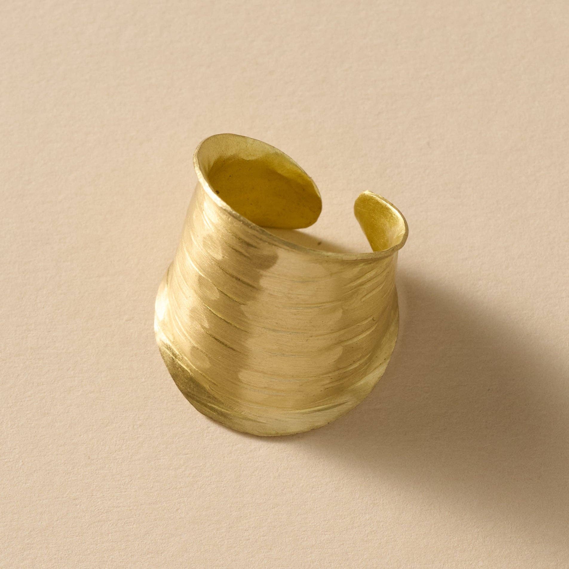 Diva Hammered Brass Cuff Ring