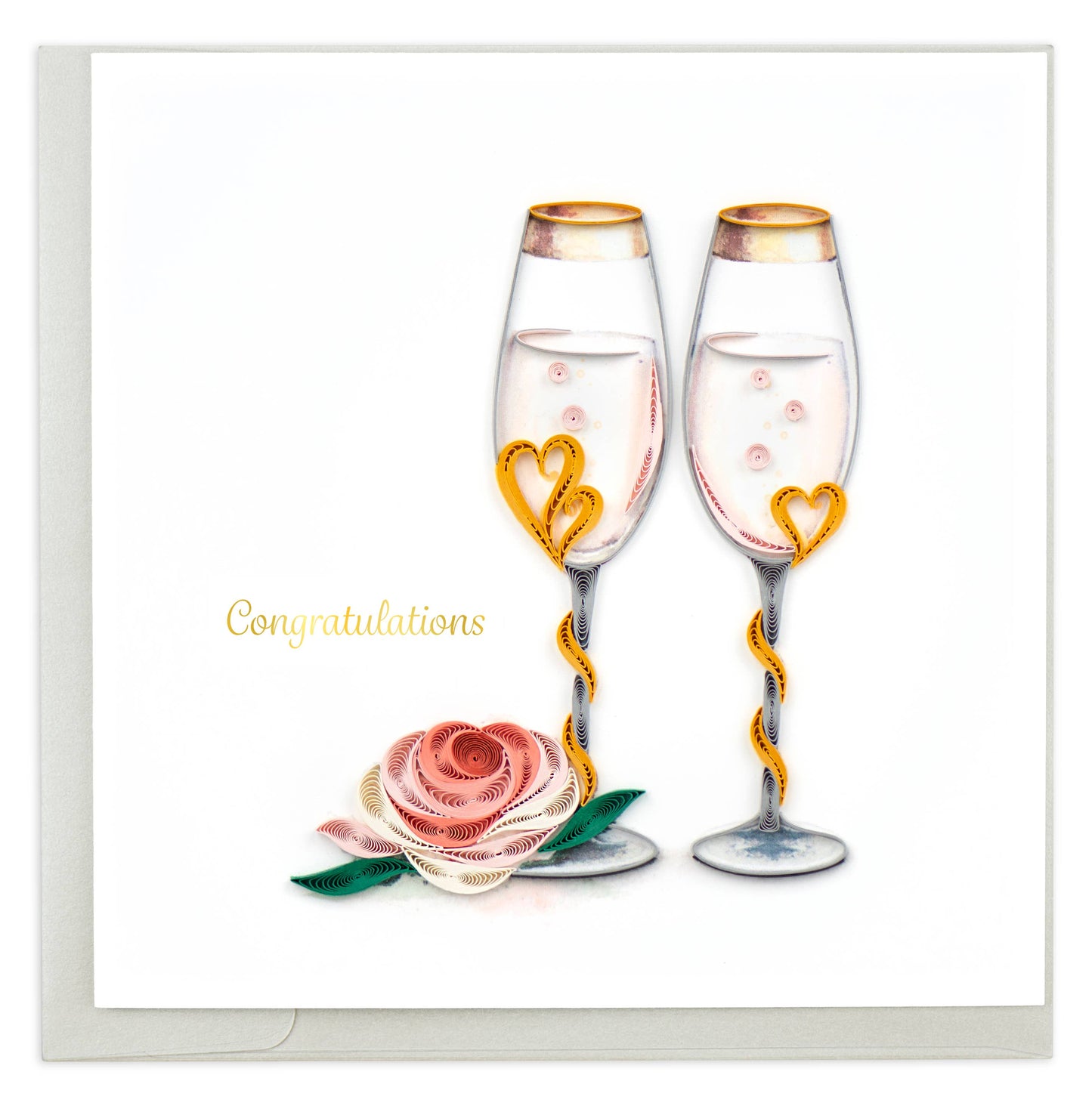 Quilled Greeting Card, "Wedding Toasting Flutes"