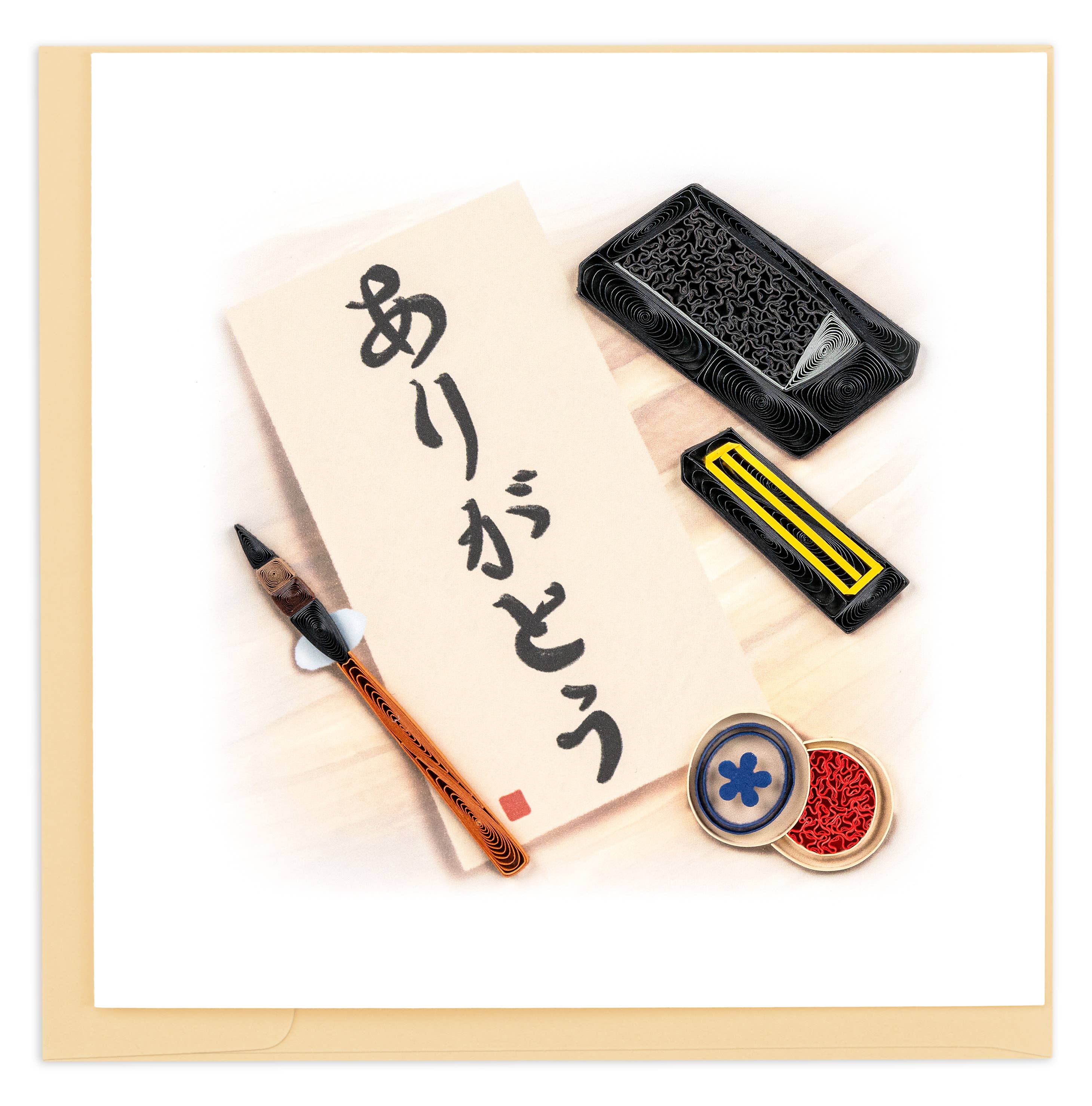 Quilled Greeting Card, "Thank You Calligraphy"