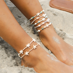 White Seastar Seedbead Anklet