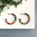 Earrings, Kantha Pailette Hoops