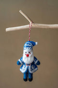Blue Santa Wool Ornament