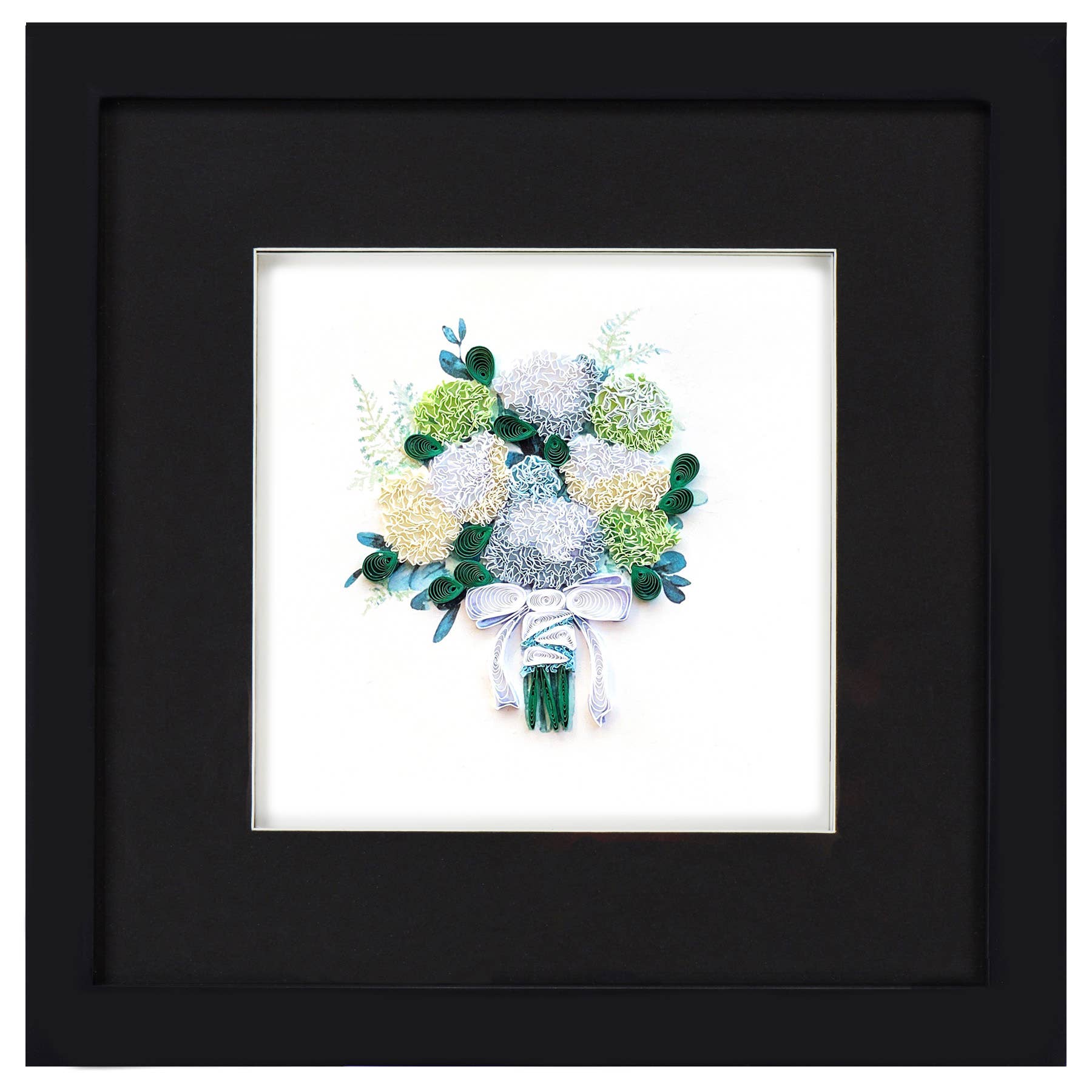 Quilled Greeting Card, "Hydrangea Wedding Bouquet"