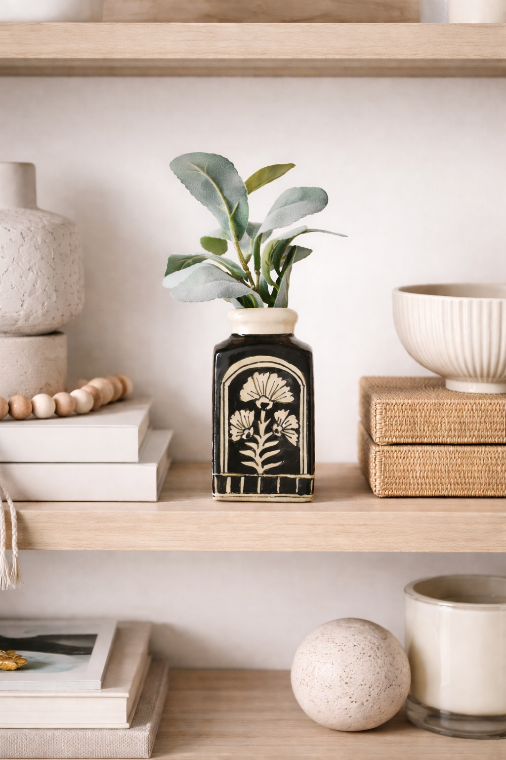 Koyala Large Floral Vase - Hand Painted Ceramic