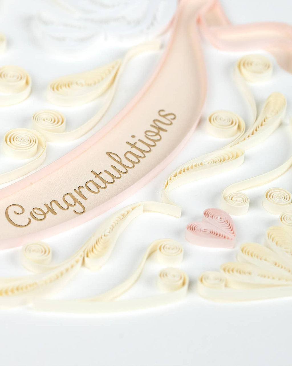 Quilled Greeting Card, "Wedding Doves Heart"