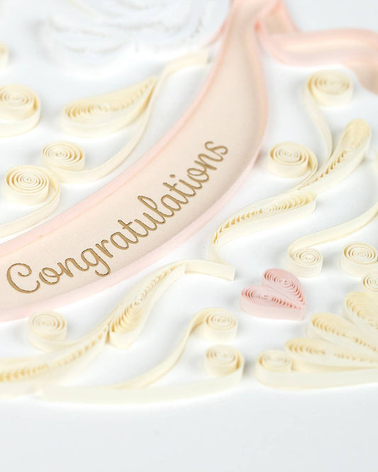 Quilled Greeting Card, "Wedding Doves Heart"