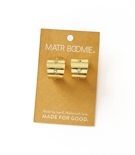 Earrings, Gold Round Hoop "Sitara Starry"