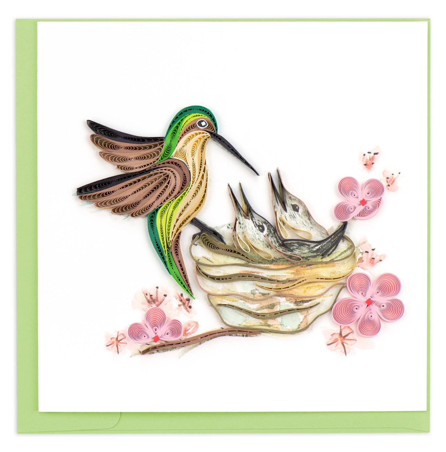 Quilled Greeting Card, "Hummingbird and Babies"