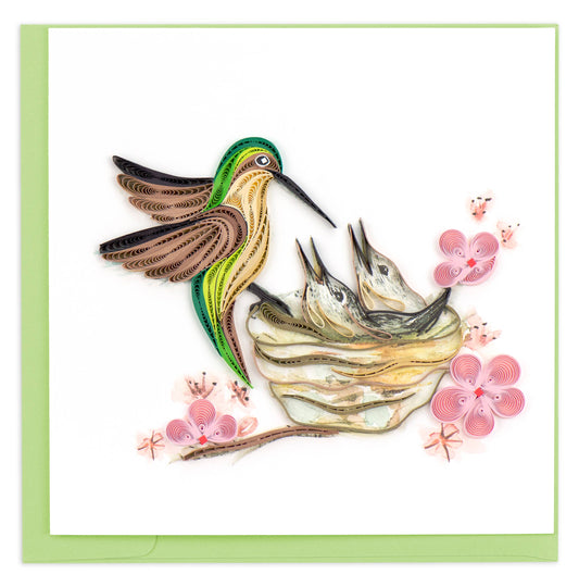 Quilled Greeting Card, "Hummingbird and Babies"