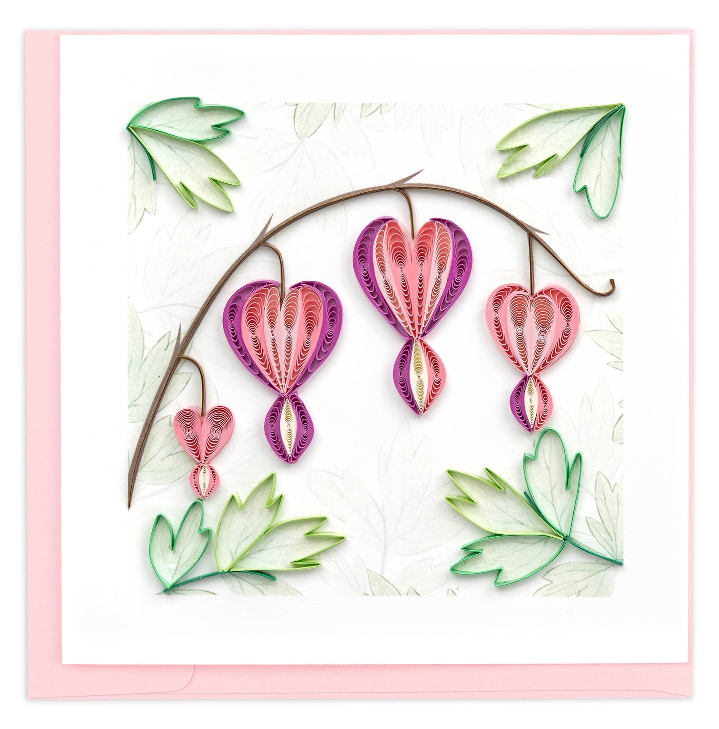 Quilled Greeting Card, "Bleeding Heart Flowers"