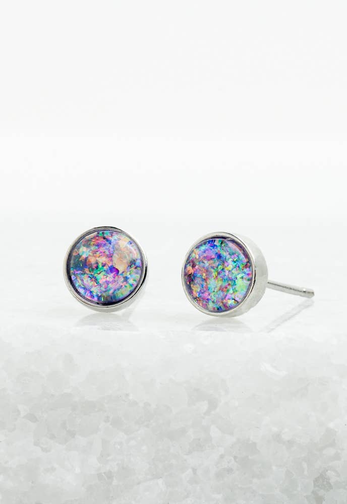 "Lora" Lavender & Silver Stud Earrings