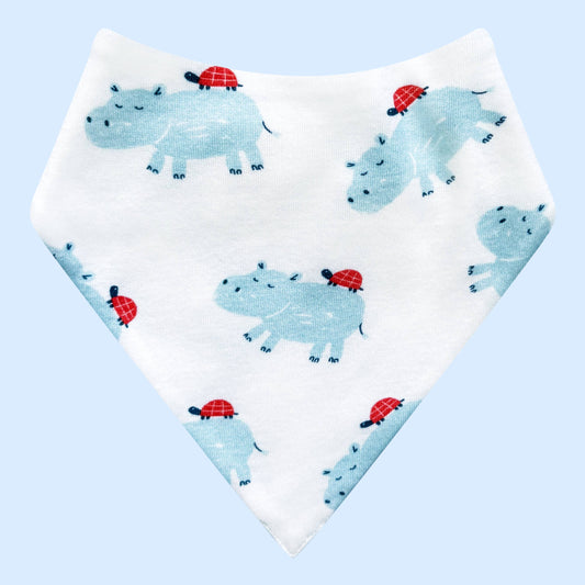 Hippo & Turtle Organic Kerchief Bib