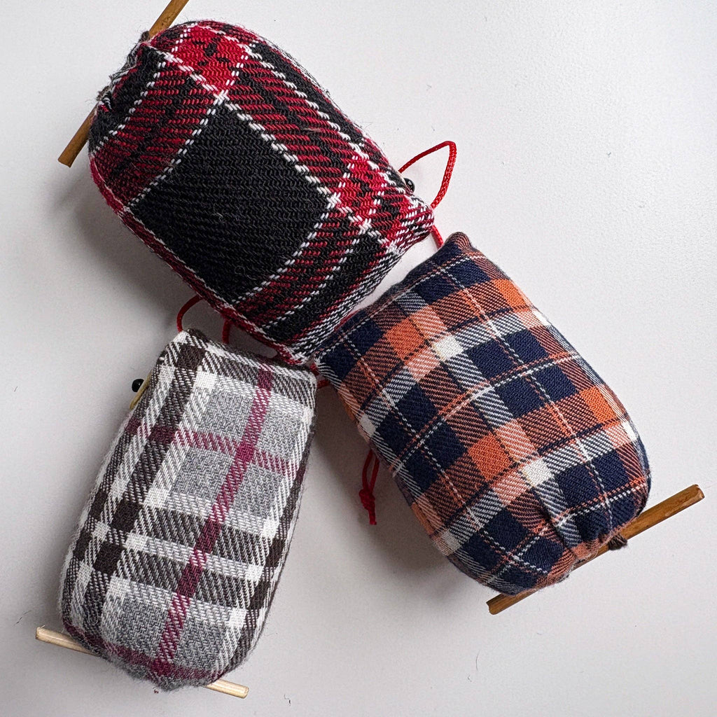 Khon Plaid Owl Ornament
