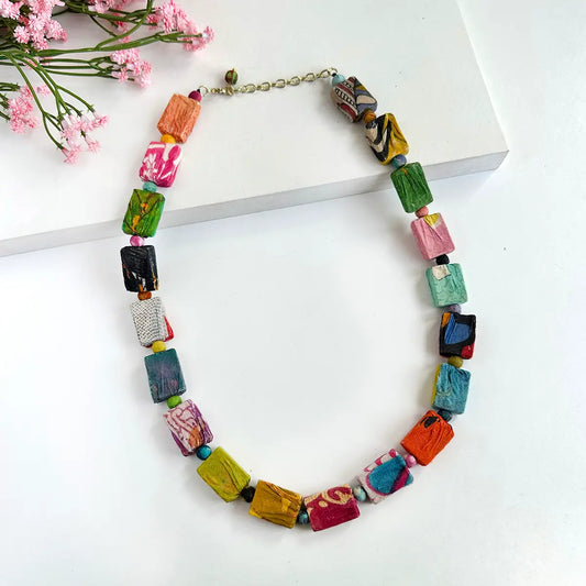 Necklace, Kantha Dotted Block