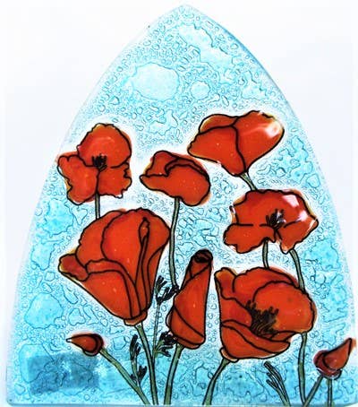 Glass Night Light - Poppies