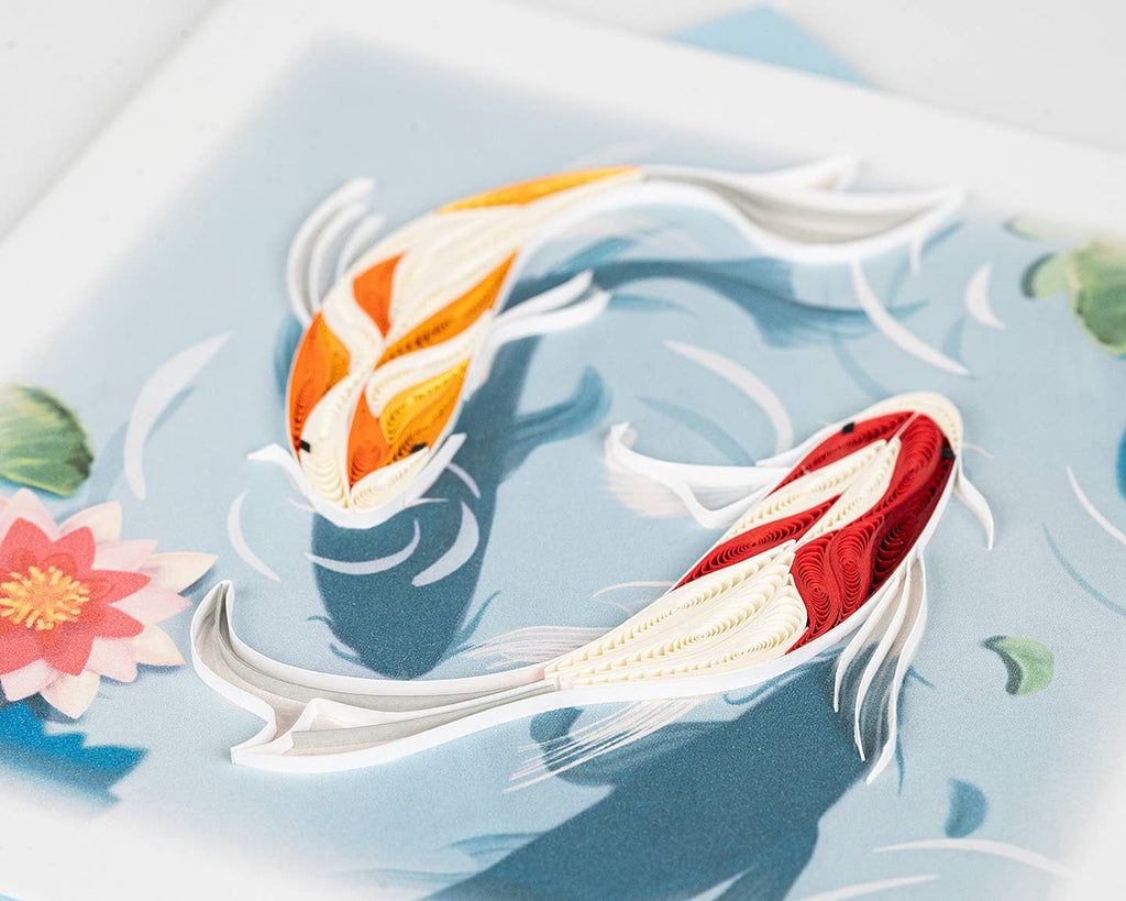 Quilled Greeting Card, "Koi Fish Pond”