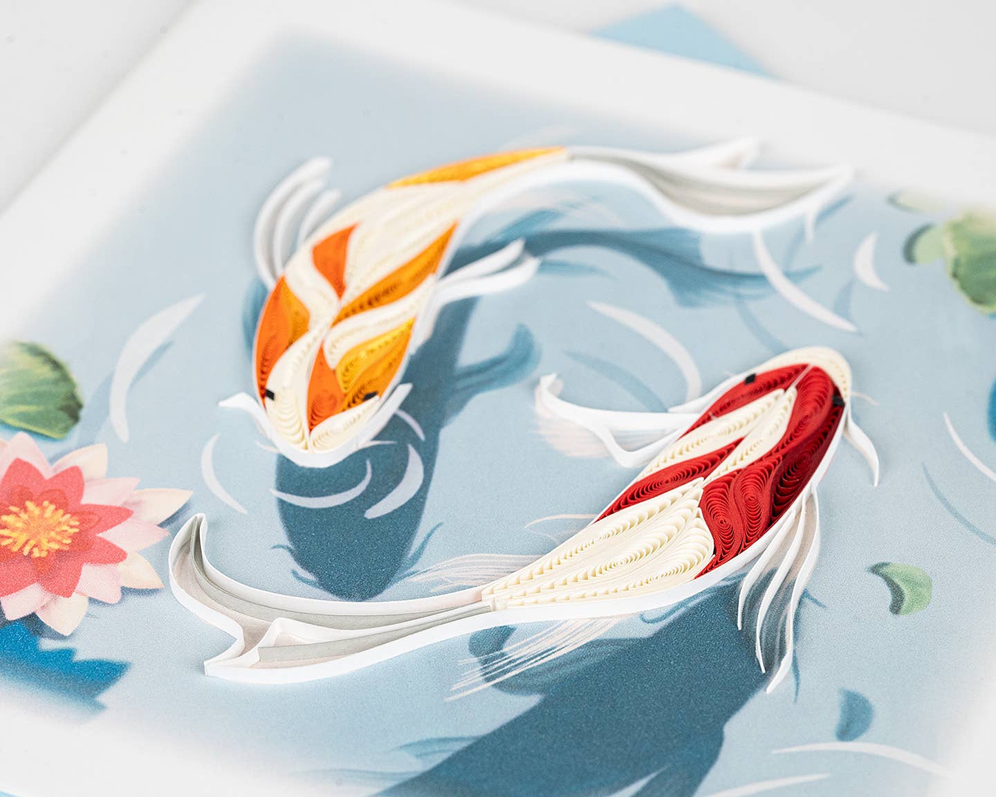 Quilled Greeting Card, "Koi Fish Pond”