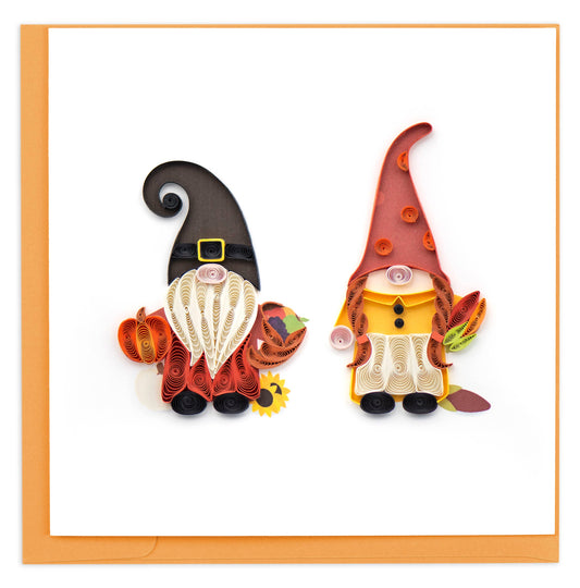 Quilled Greeting Card, “Thanksgiving Gnomes”