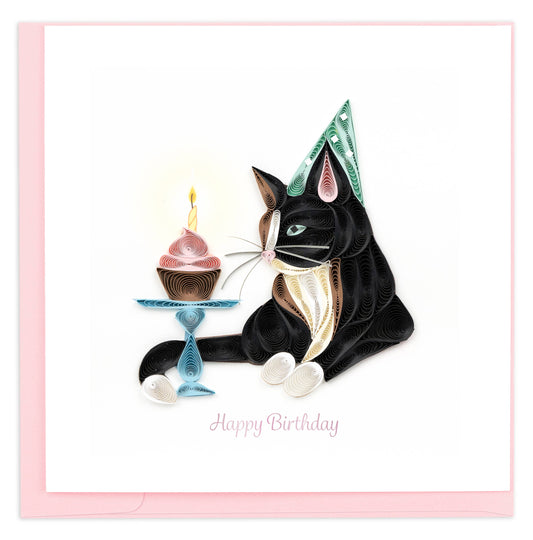 Quilled Greeting Card, "Birthday Cat"
