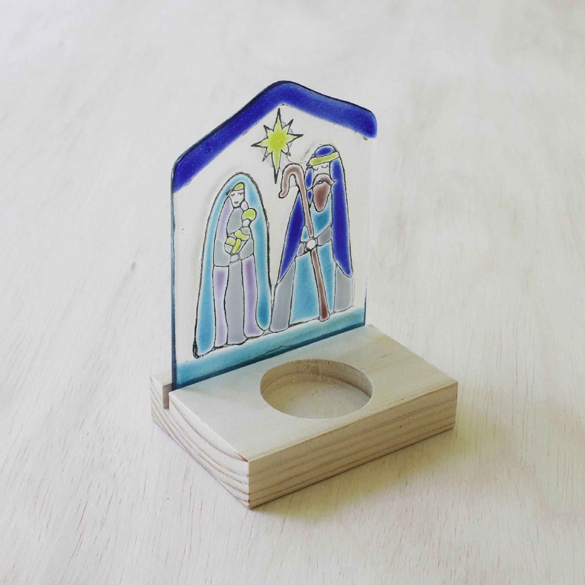 Chilean Glass and Wood Nativity