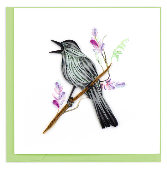 Quilled Greeting Card, "Gray Catbird"