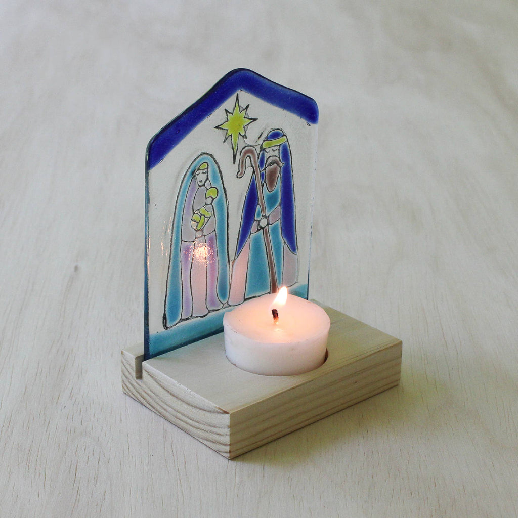 Chilean Glass and Wood Nativity