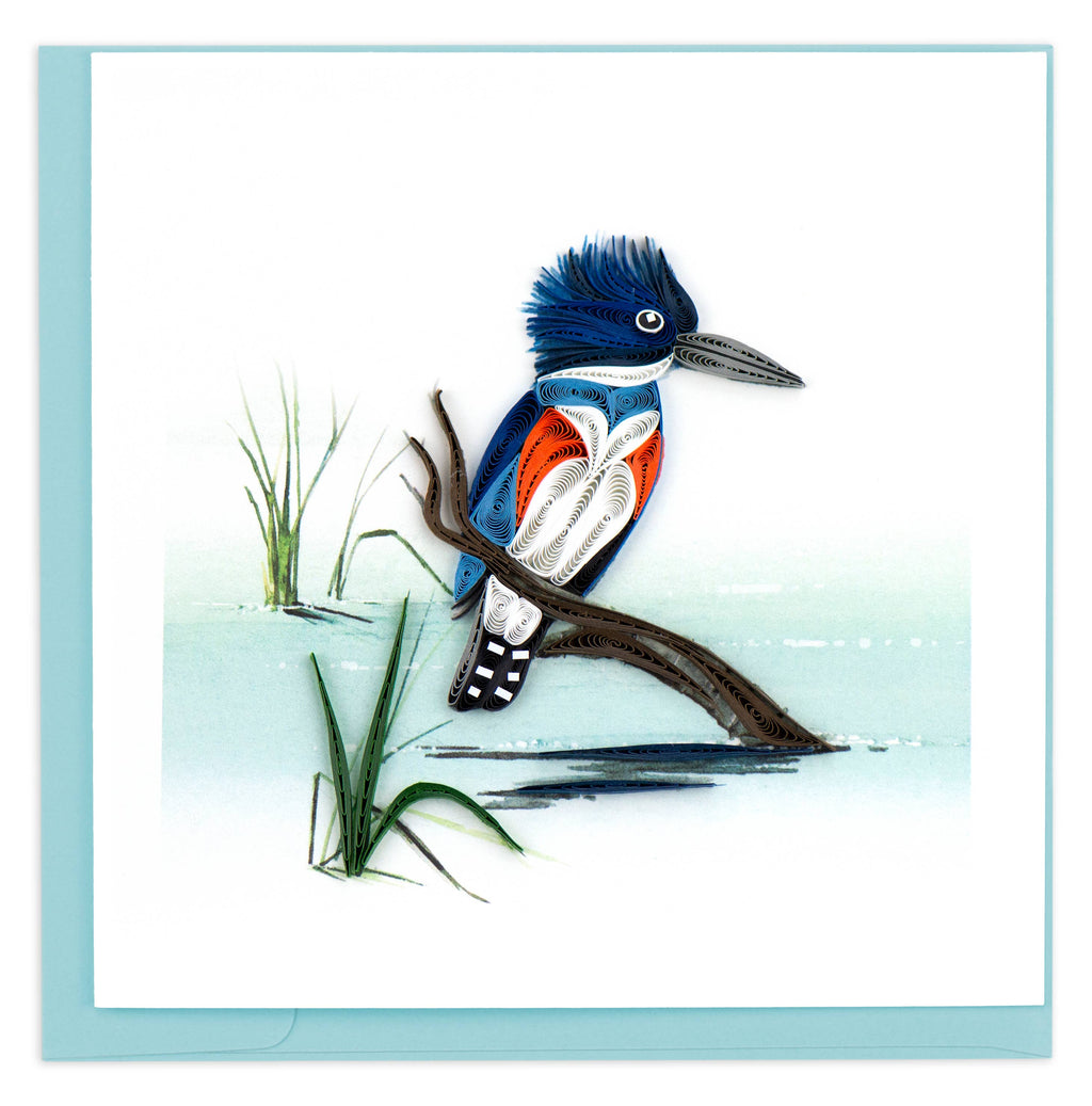 Quilled Greeting Card, "Perched Kingfisher"