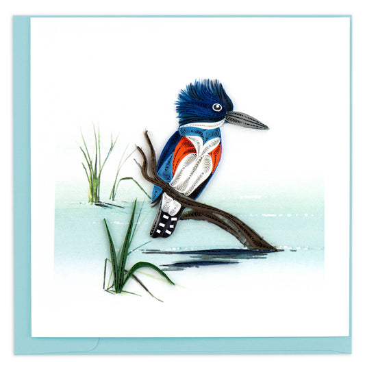 Quilled Greeting Card, "Perched Kingfisher"