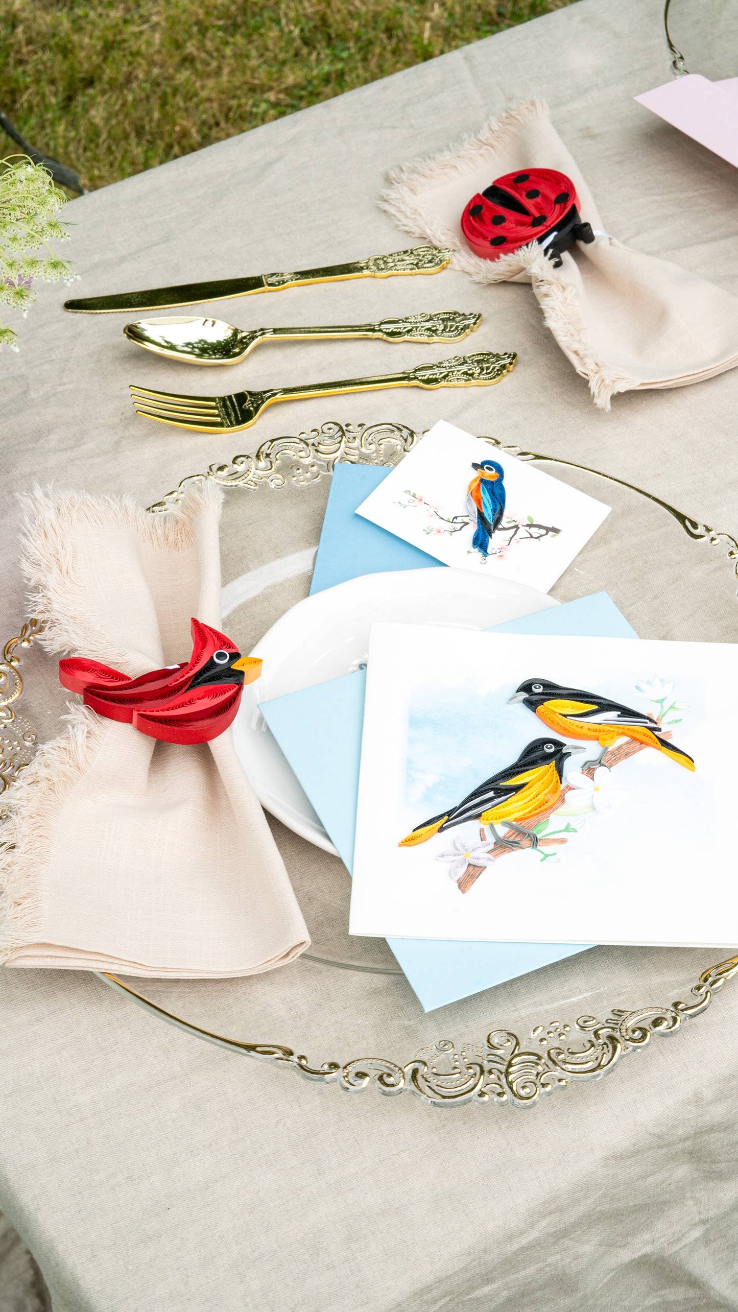 Quilled Greeting Card, "Baltimore Oriole Birds"