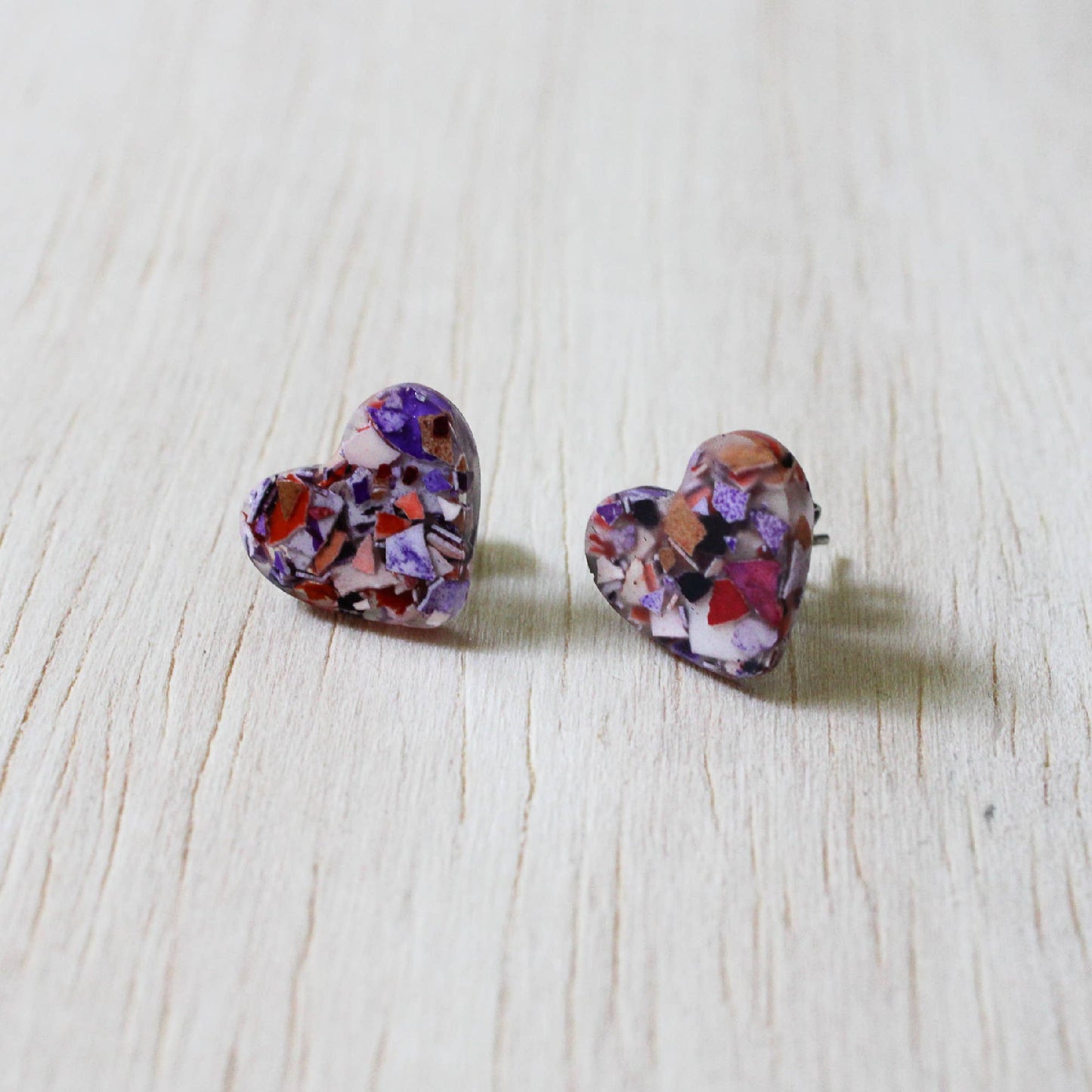 Resin Heart Stud Earrings