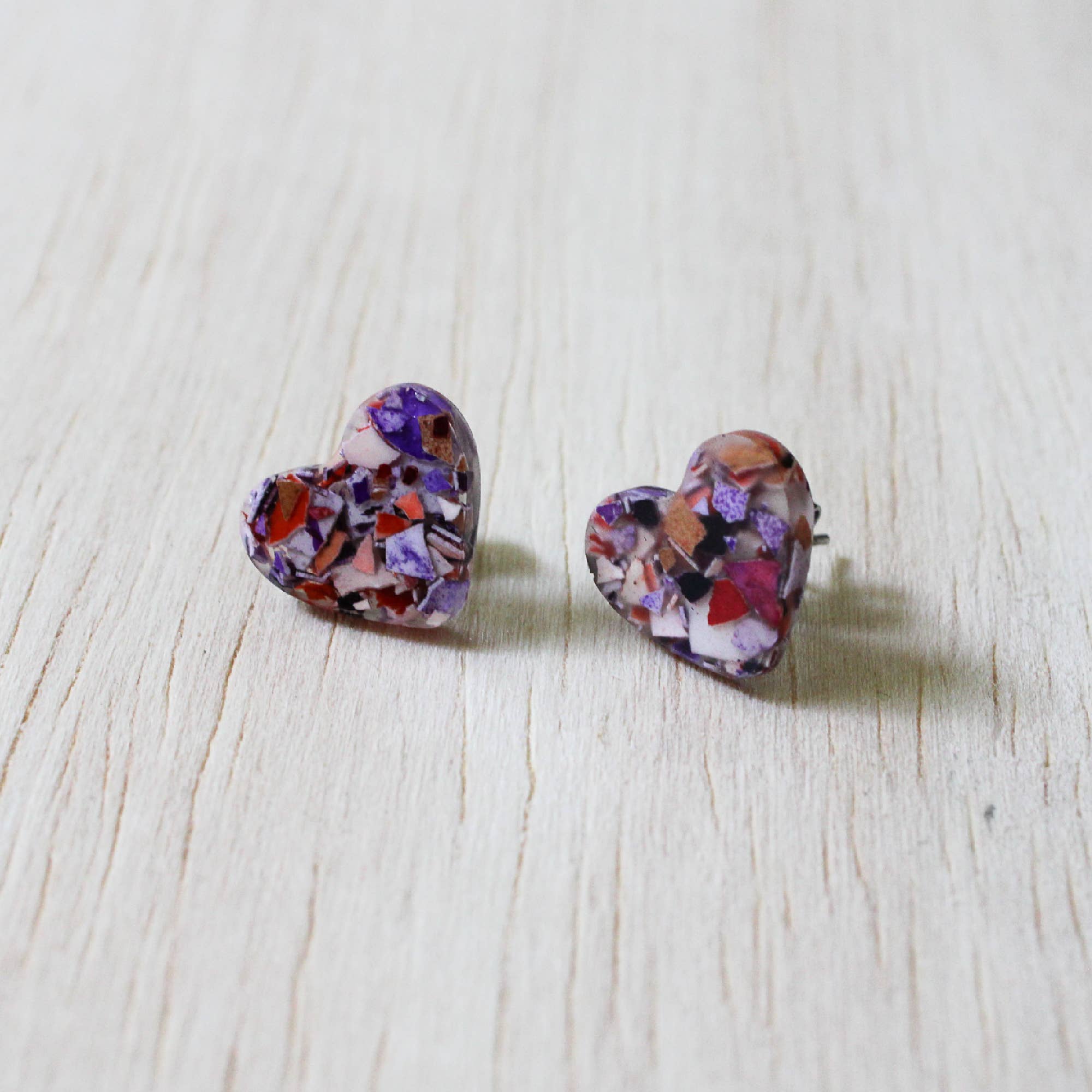 Resin Heart Stud Earrings