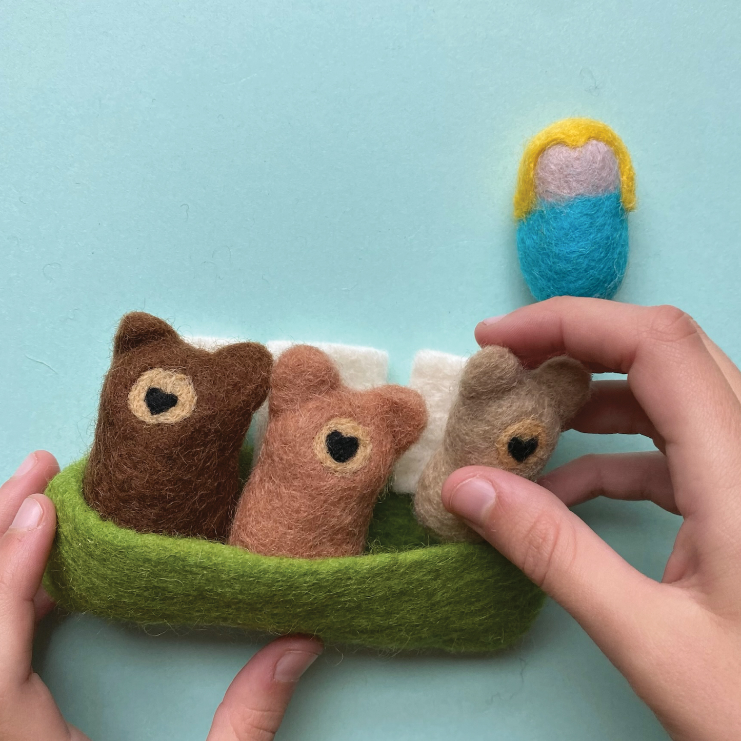 Felted "Pocket Pals", Goldilocks & The Three Bears