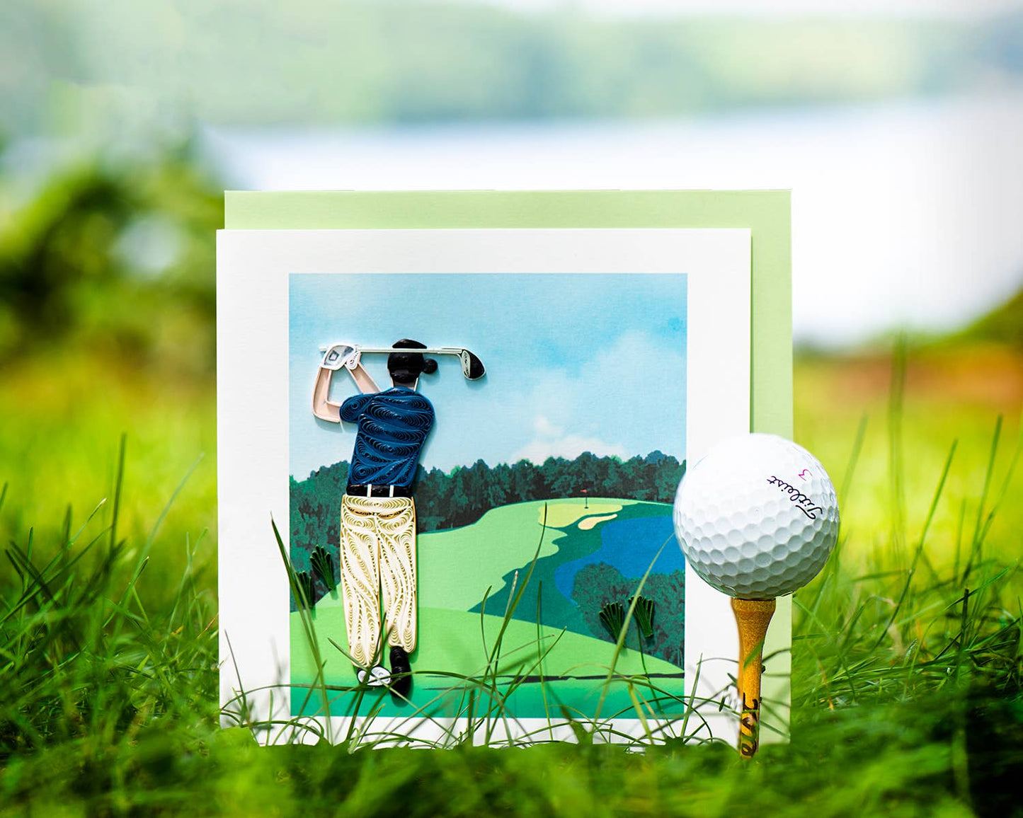 Quilled Greeting Card, "Golfer"