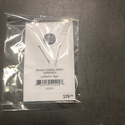 Earrings long drop cone inlay silv/ebony 2.5L silv