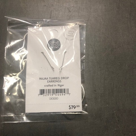 Earrings marque drop silver/ebony 2L silver/brown