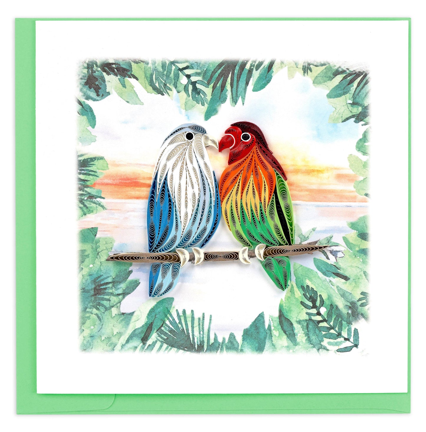 Quilled Greeting Card, "Pair of Lovebirds"